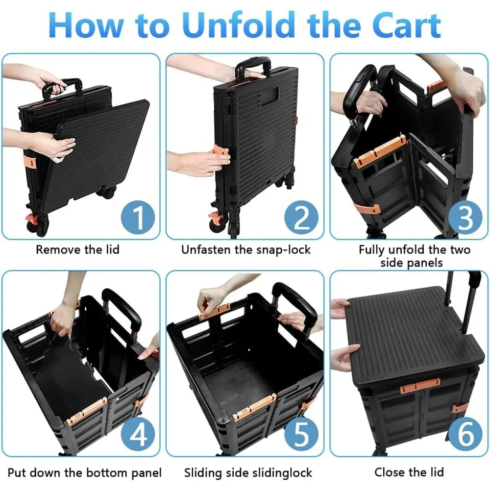 Foldable Cart Folding Portable Rolling Crate