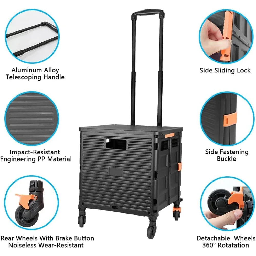 Foldable Cart Folding Portable Rolling Crate